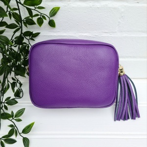 Tassel Zip Leather Bag - Purple